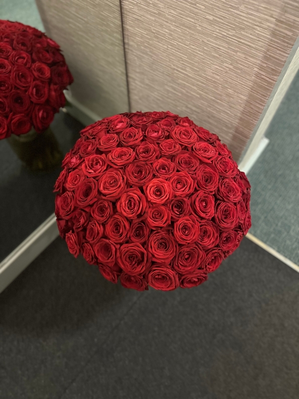 85 Luxury Red Naomi Roses in Vase