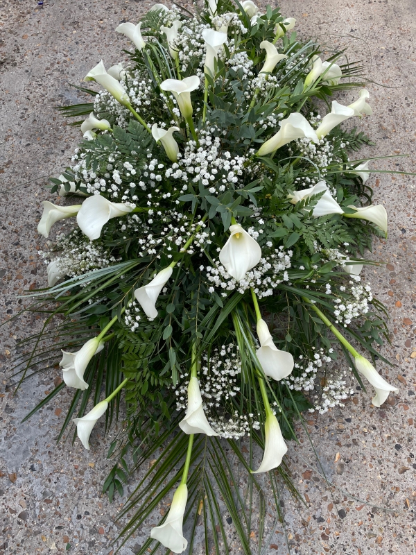 Calla Lily Spray & Heart Tribute