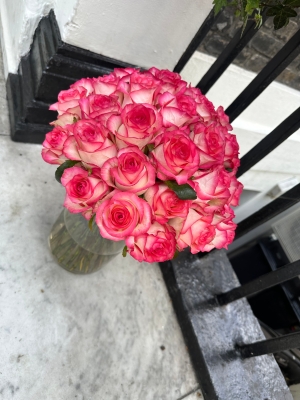 White Rose With Pink Tip Bouquet